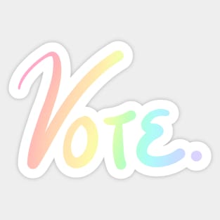 "Vote." Pastel Rainbow Ombre Sticker